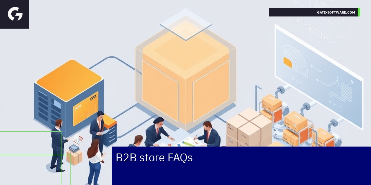 Key FAQs for B2B E-commerce Stores Illustration of B2B e-commerce integration and features