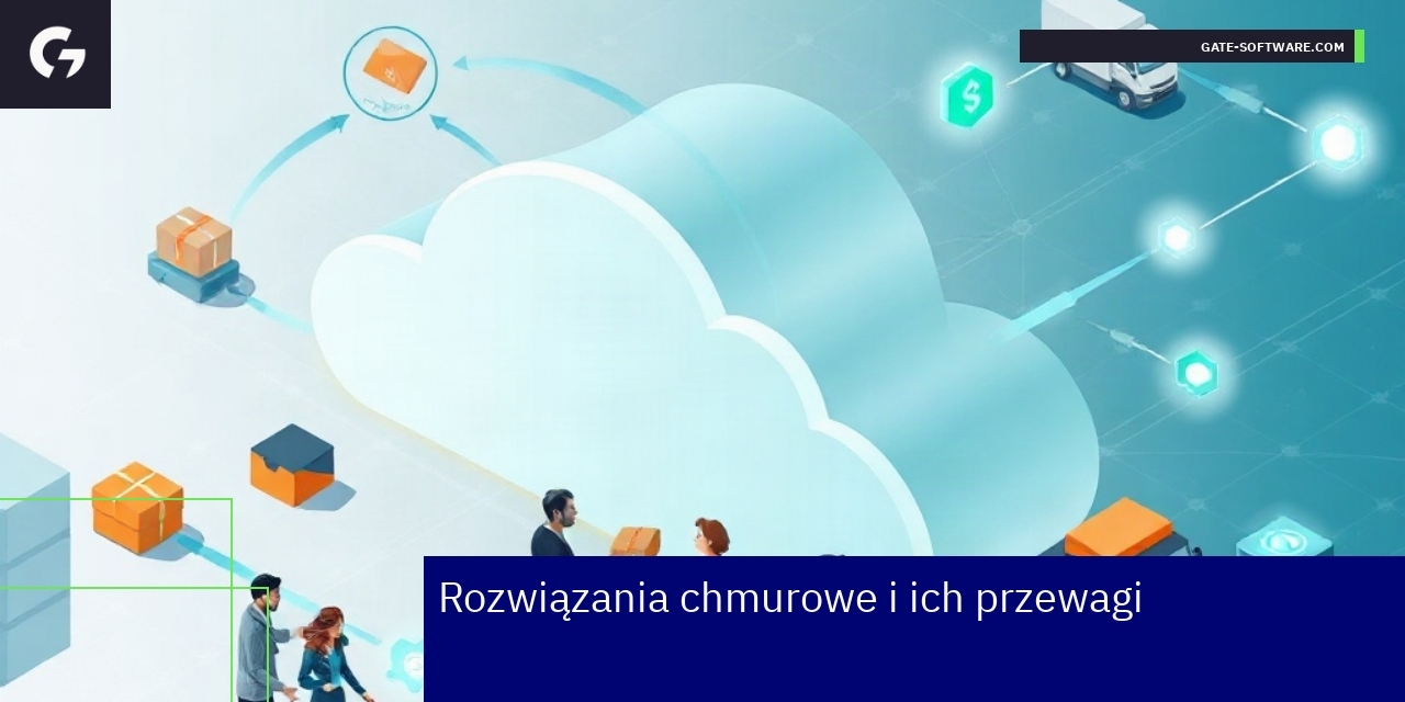 Ilustracja przedstawiająca chmurę i biznesowe ikony