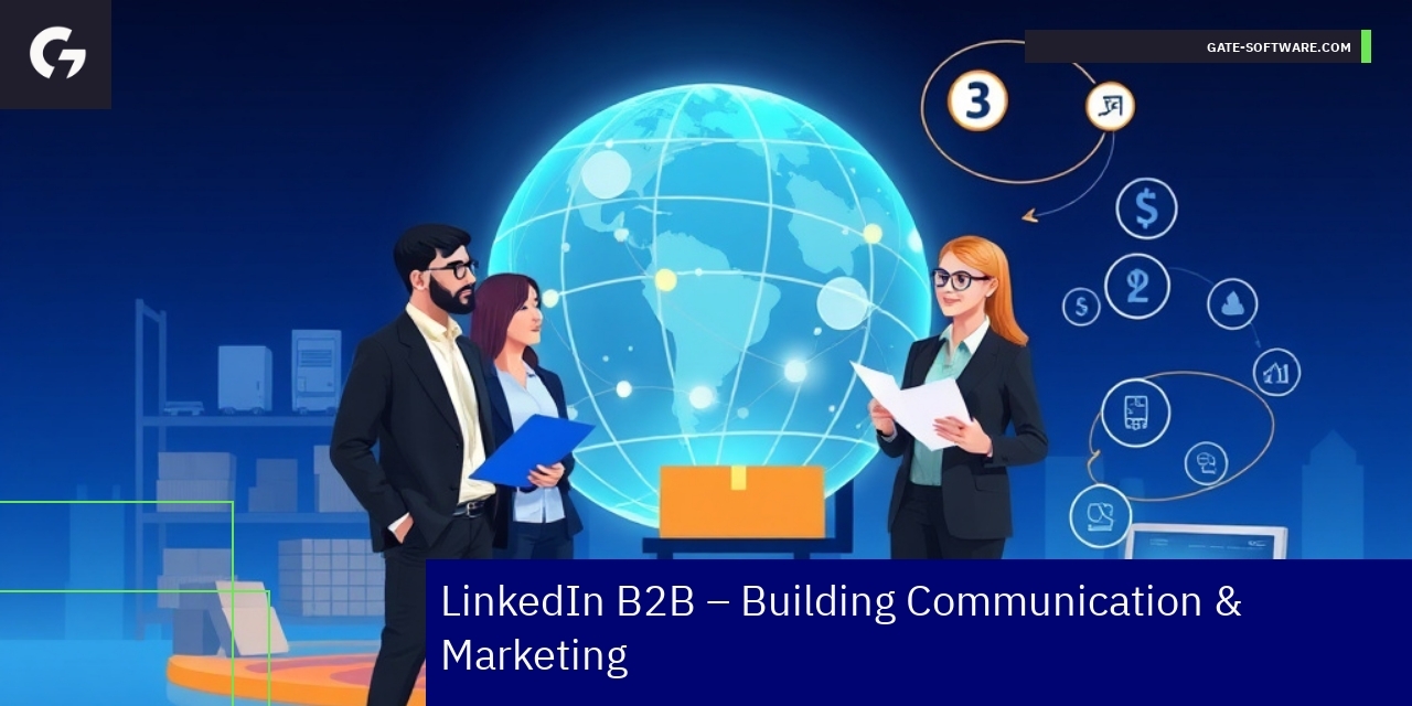 LinkedIn marketing concepts with graphs and business icons