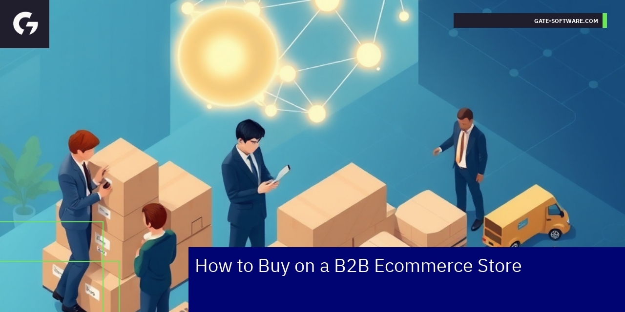 Businessperson browsing ecommerce B2B platform on laptop