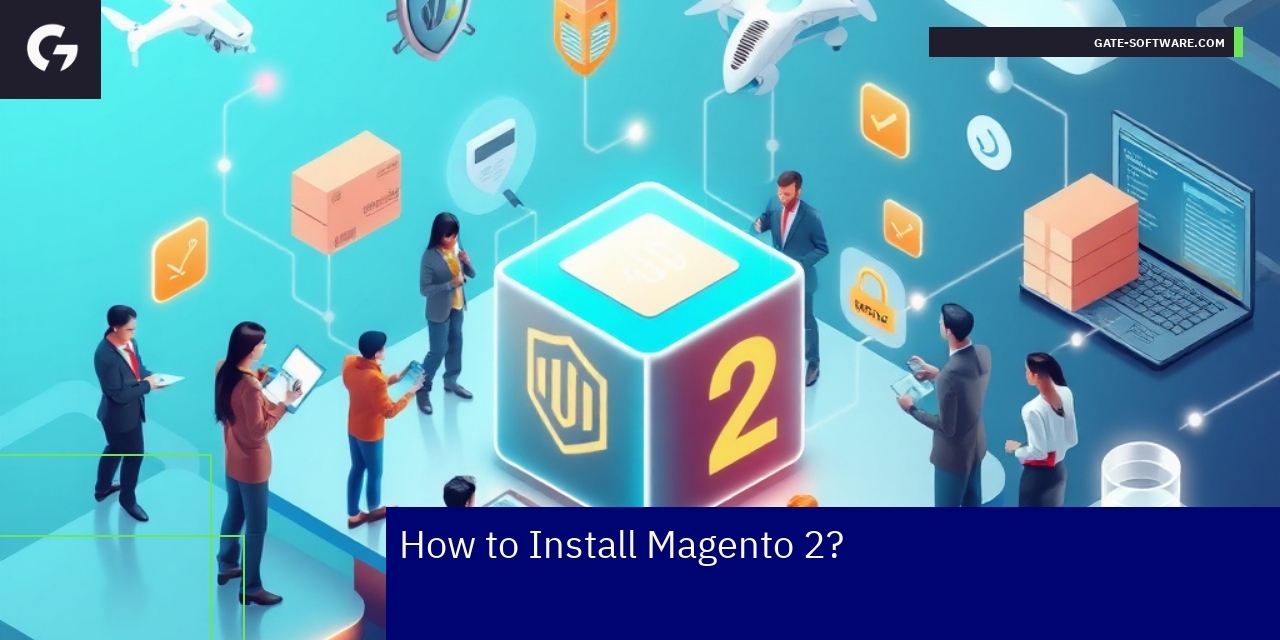 Magento 2 platform with security and hosting symbols