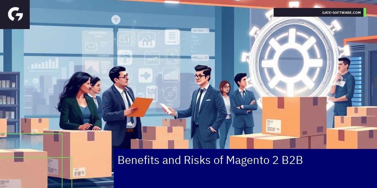 Diagram showing Magento 2 B2B pros and cons