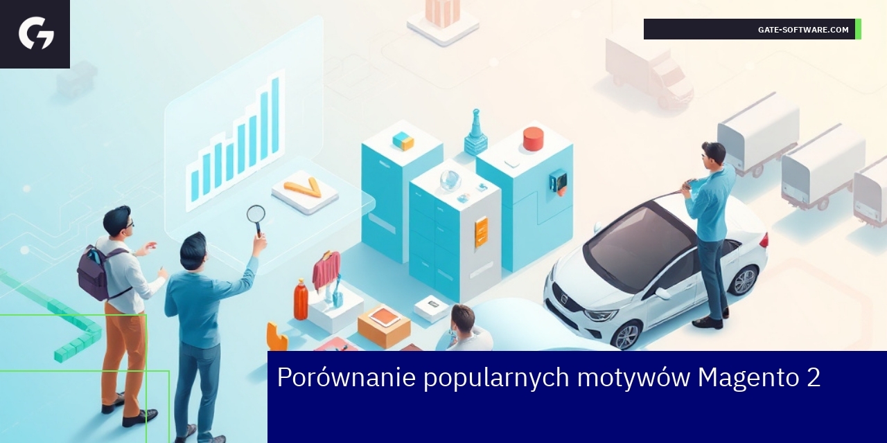 Porównanie popularnych motywów Magento 2 Ikony motywów Magento na białym tle