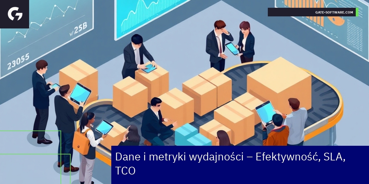 Wykres i ikony przedstawiające dane wydajnościowe