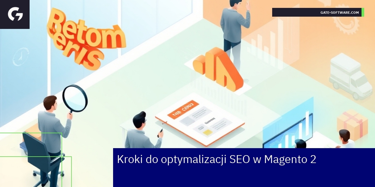 Infografika pokazująca proces optymalizacji SEO Magento 2