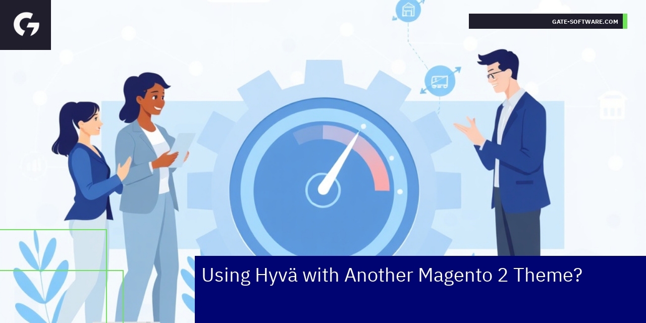 Magento 2 store with Hyvä theme displayed on screen