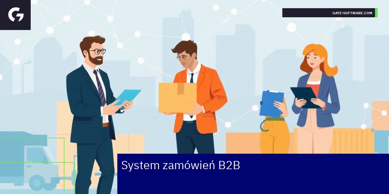 Grafika przedstawiająca zalety i funkcje systemu B2B