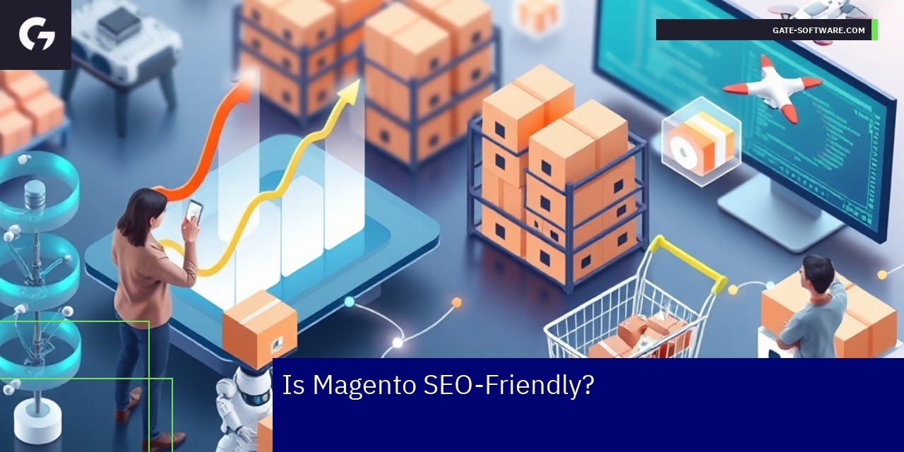 Diagram showing Magento SEO features and Hyva frontend benefits