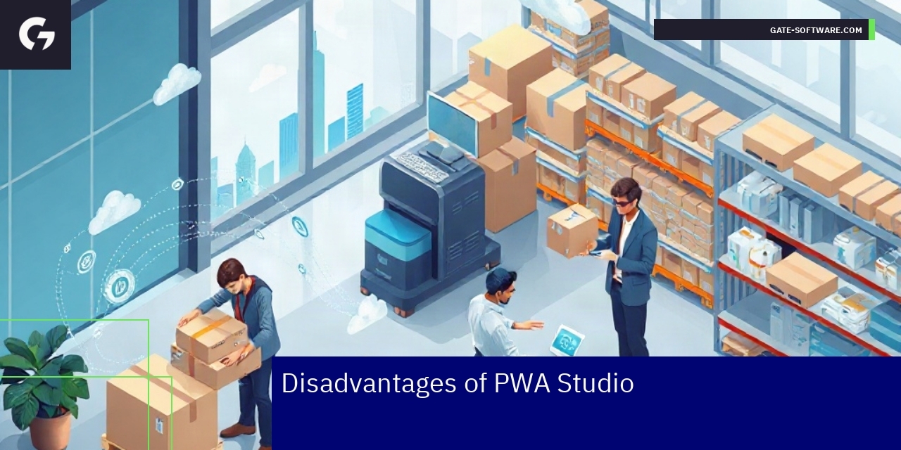 Diagram showing PWA Studio disadvantages and challenges
