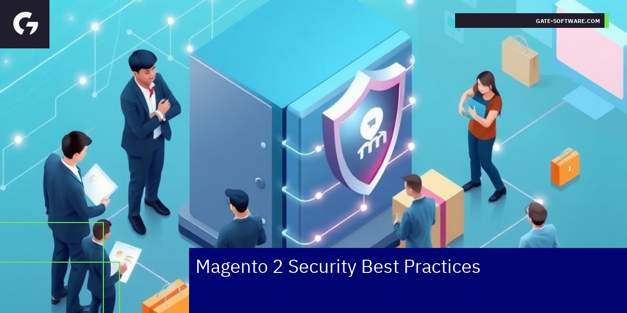 Magento 2 Security Best Practices Overview Magento 2 security icons and shield graphics