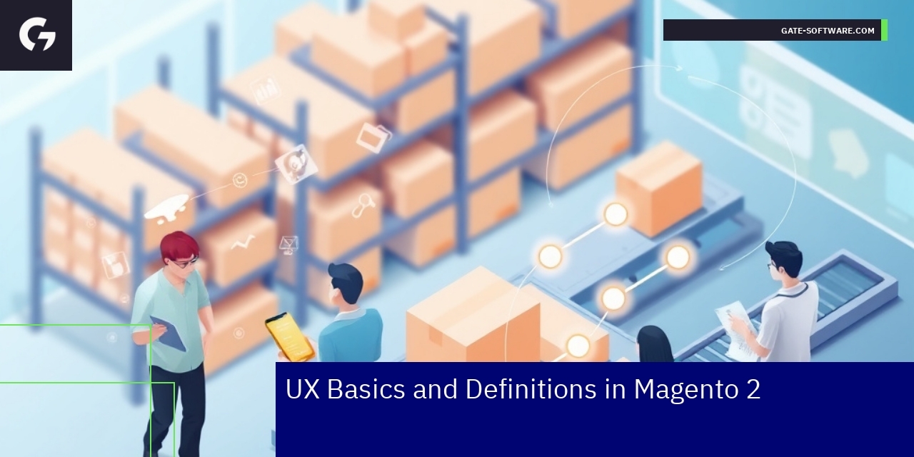 Diagram showing Magento 2 UX components and workflow