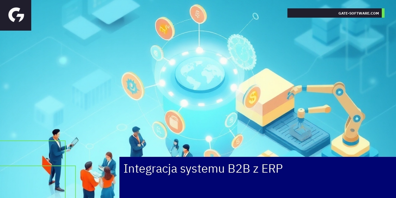 Grafika przedstawia integrację systemu B2B z ERP
