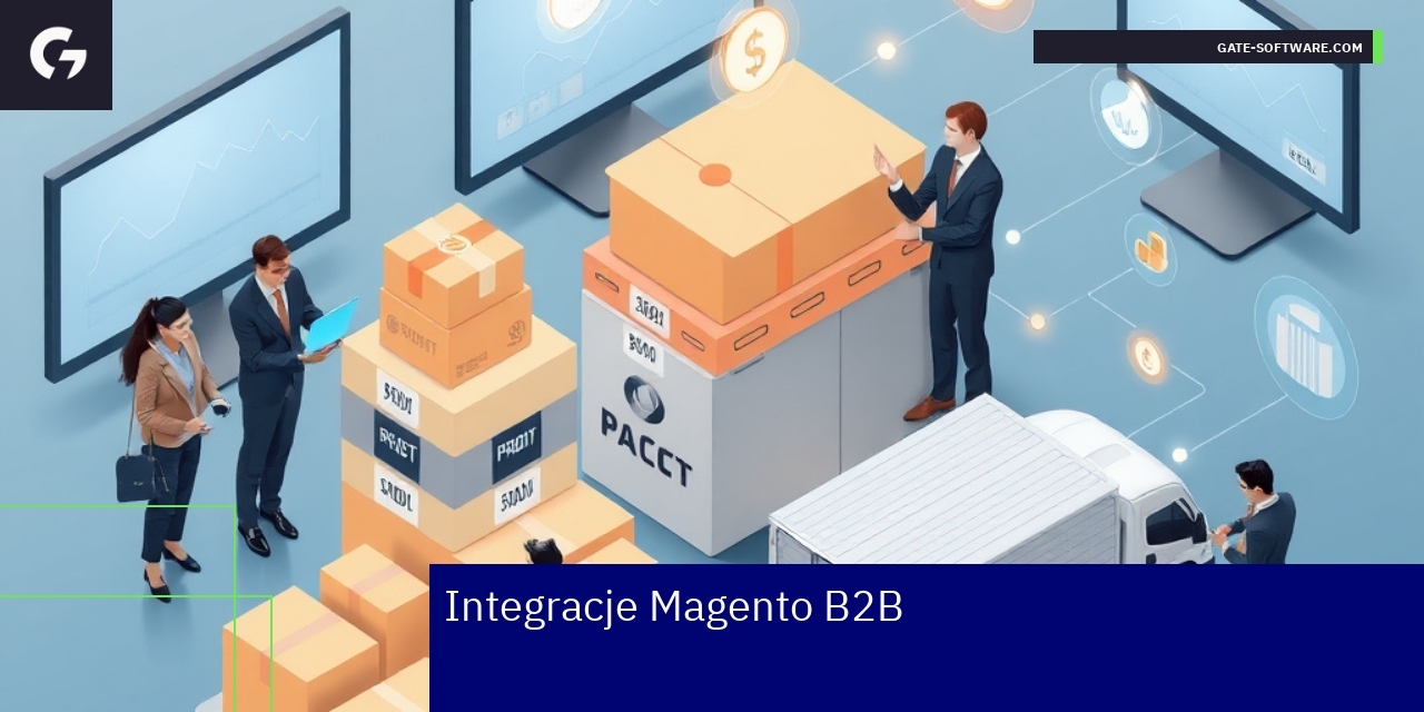 Schemat integracji Magento B2B z płatnościami i PIM