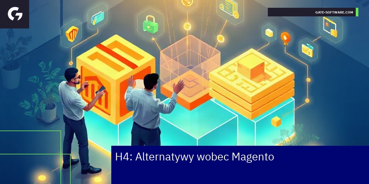 Logotypy Magento, Shopware i OroCommerce obok siebie