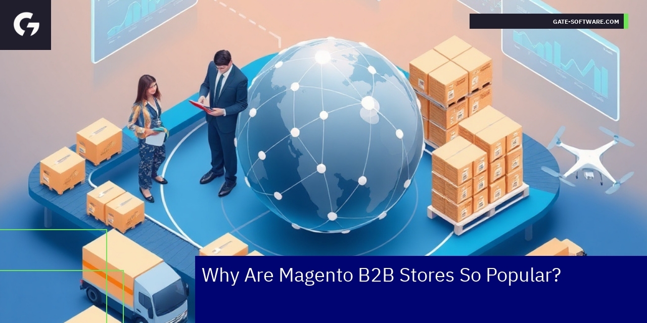 Magento logo with B2B ecommerce concepts