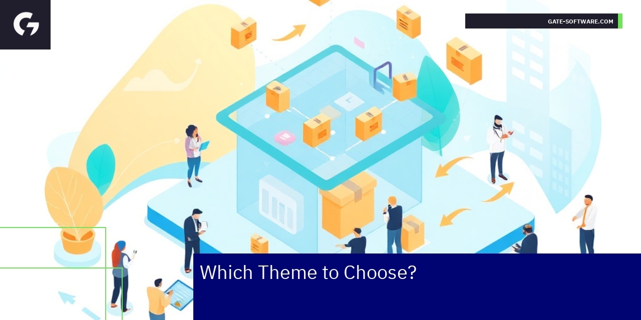 Illustration of theme selection process for Magento store