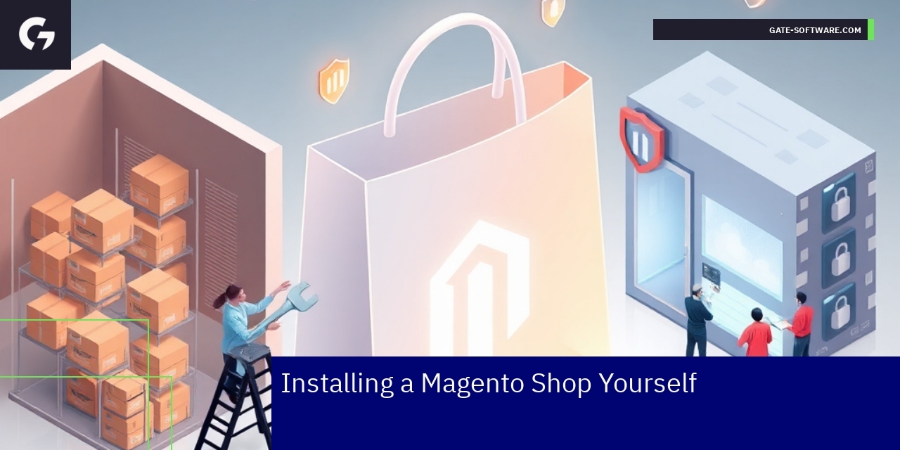 Magento installation setup with hosting and security icons