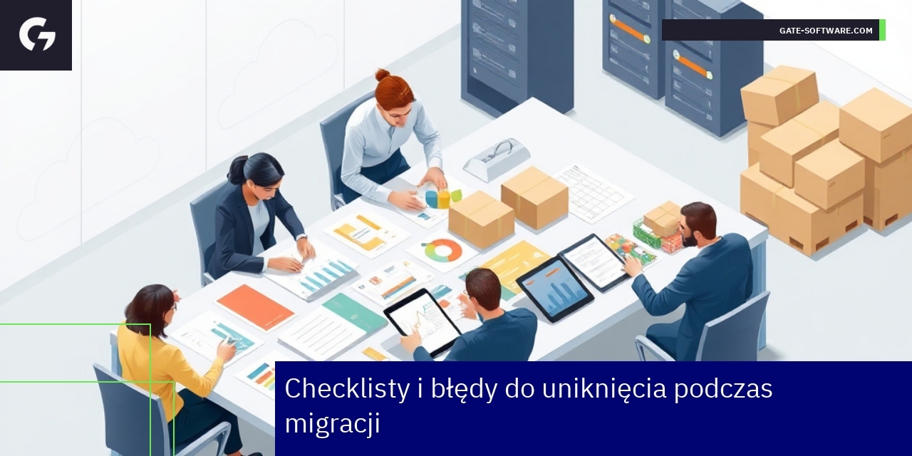 Grafika przedstawiająca checklistę i błędy migracji