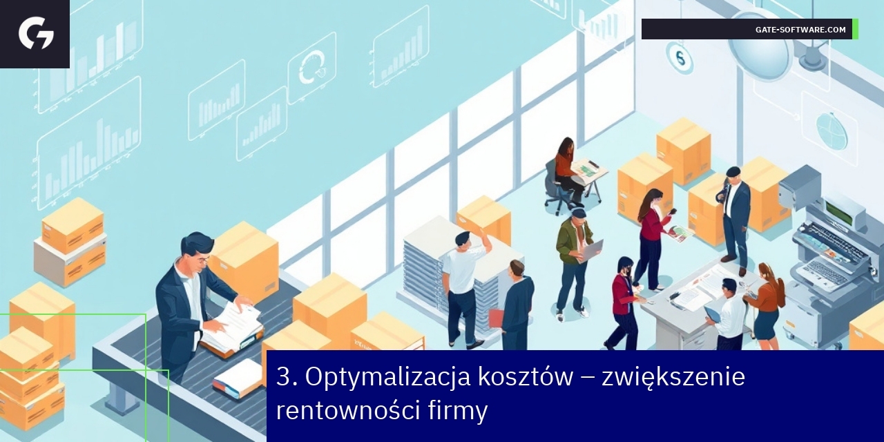 Diagram pokazujący optymalizację kosztów i automatyzację procesów