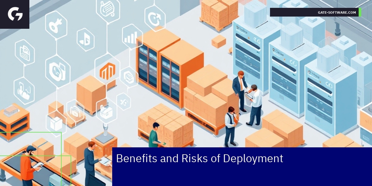 Diagram illustrating benefits and risks of Magento 2