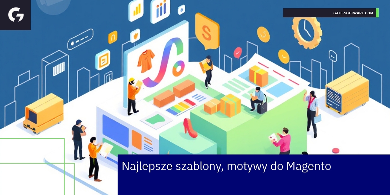 Ilustracja motywów Magento na ekranie komputera