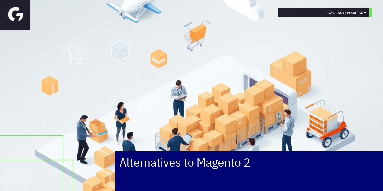 Top Magento 2 E-commerce Alternatives Overview Logos and icons of popular e-commerce platforms
