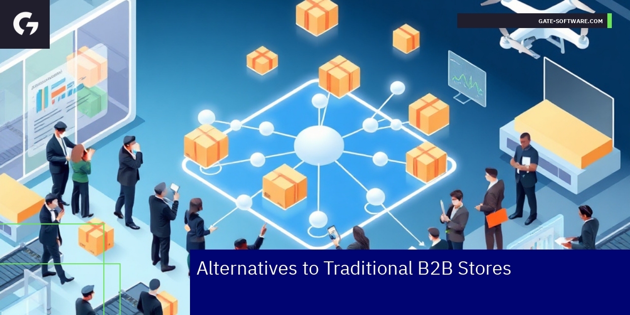 Innovative B2B Commerce Models and Solutions Graphics showing B2B marketplaces and hybrid platforms