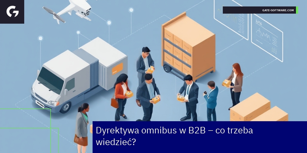 Dyrektywa omnibus i ecommerce B2B w praktyce Platforma B2B na komputerze z symbolami ochrony i sprzedaży