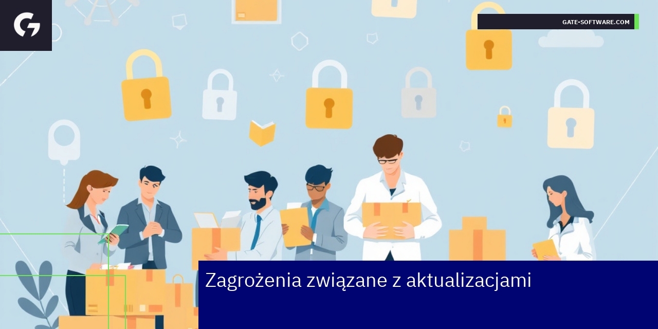 Grafika ilustrująca zagrożenia i zabezpieczenia aktualizacji