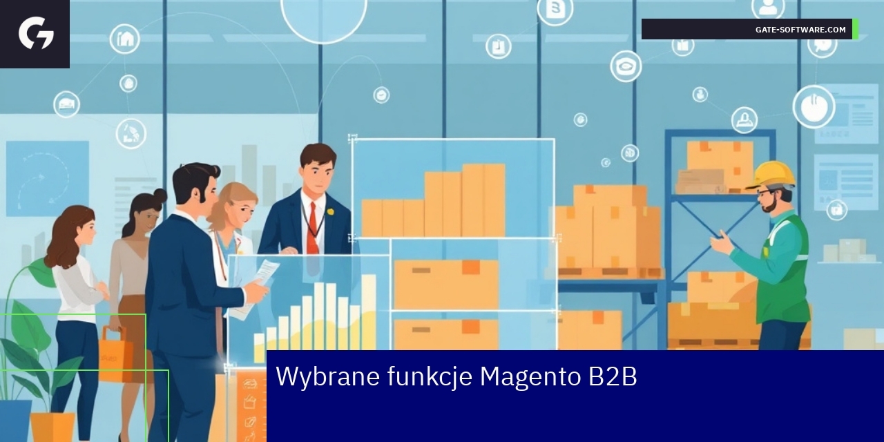 Schemat funkcji i innowacji Magento w modelu B2B