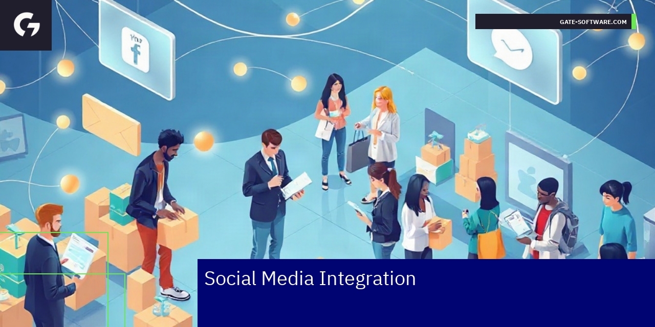 Hyva Social Media Integration Benefits Overview Diagram illustrating social media features and metrics