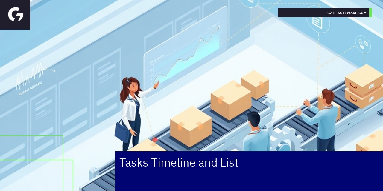 Task timeline with runners and cron job icons