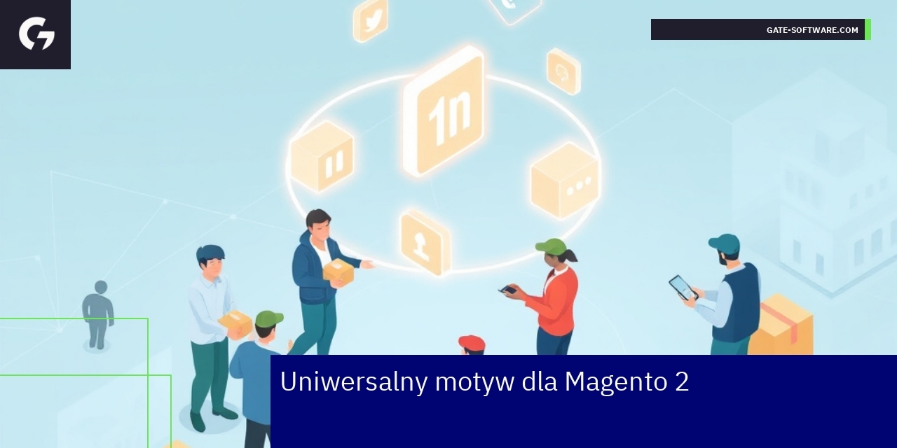 Ekran z modułami motywu Magento 2 i social media