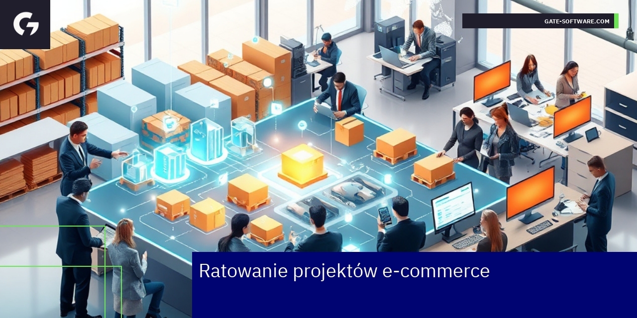 Ratowanie projektów e-commerce B2B w branży budowlanej grafika dotycząca ratowania platformy e-commerce B2B
