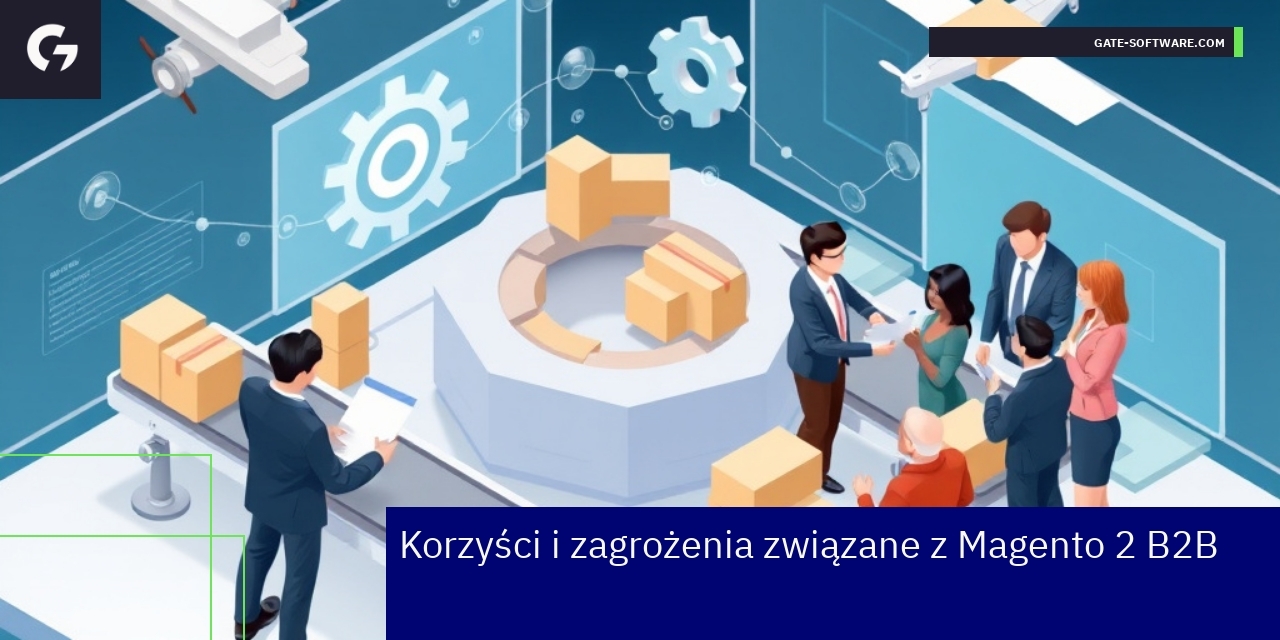 Schemat korzyści i zagrożeń Magento 2 B2B