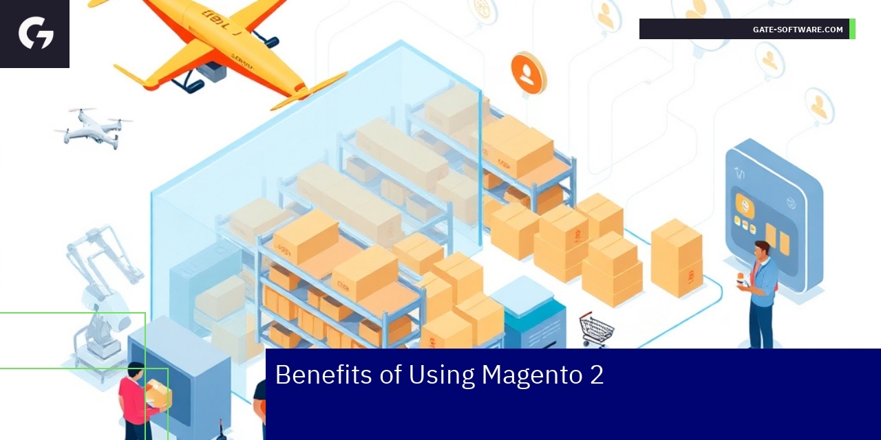 Illustration showing Magento 2 ecommerce features