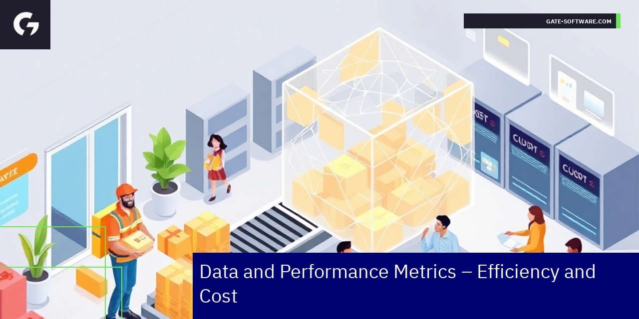Graphs showing speed, cost savings, and productivity gains