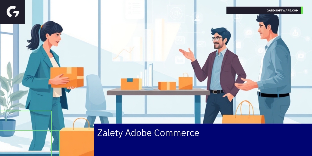 Grafika ilustrująca zalety Adobe Commerce