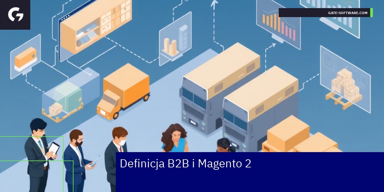 Model B2B i funkcje platformy Magento 2 Schemat współpracy firm i e-commerce Magento 2