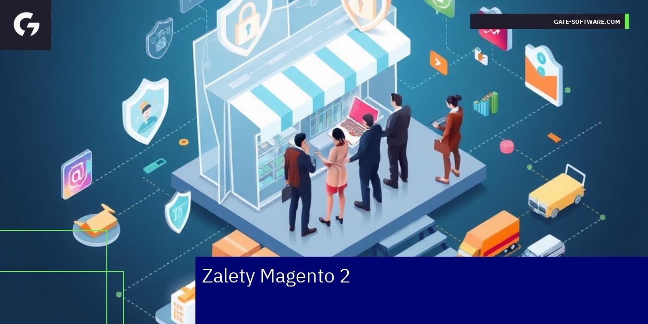 Grafika przedstawiająca zalety platformy Magento 2