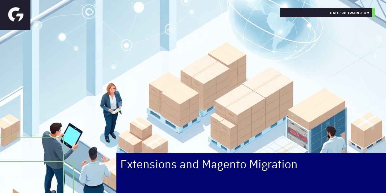 Extensions and Magento Migration Key Aspects Diagram showing Magento migration and SEO support