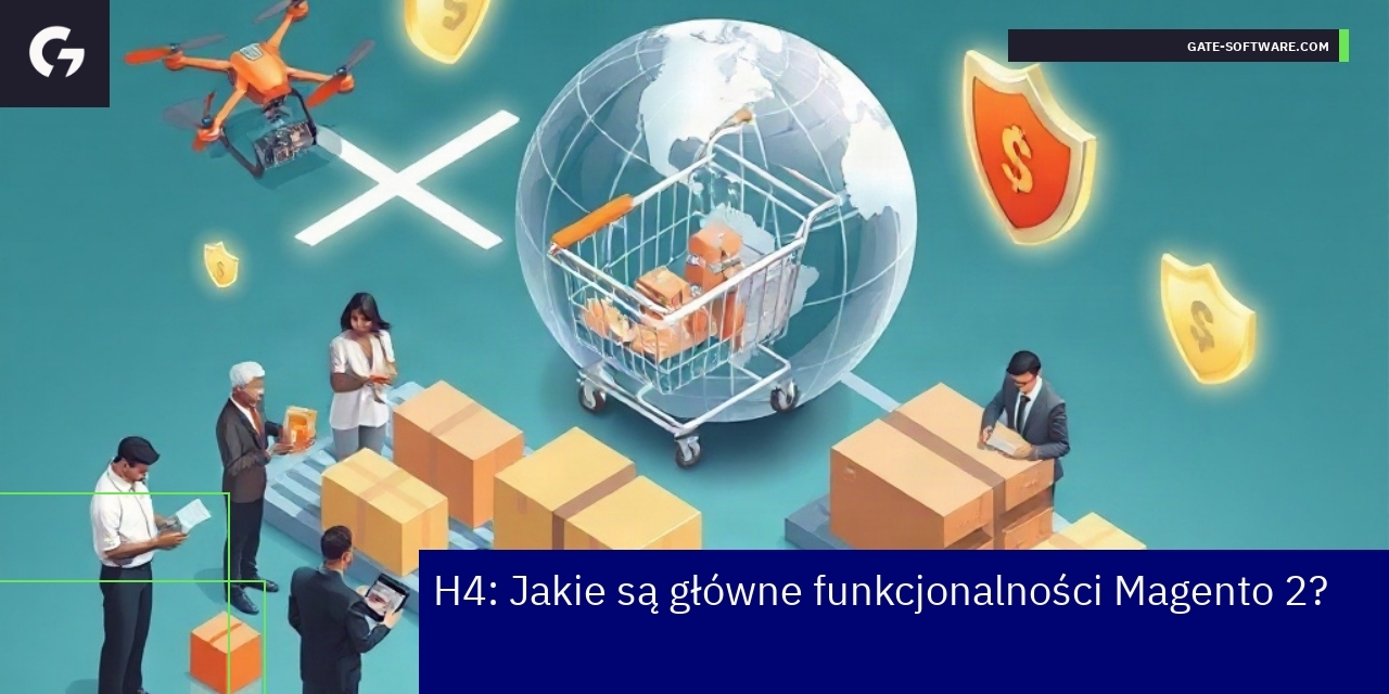 Infografika przedstawiająca cechy Magento 2