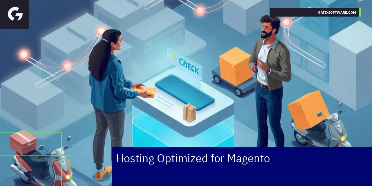 Magento Optimized Hosting Benefits Server, database and security icons representing hosting