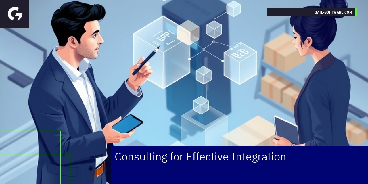 Business consultant explaining integration strategy