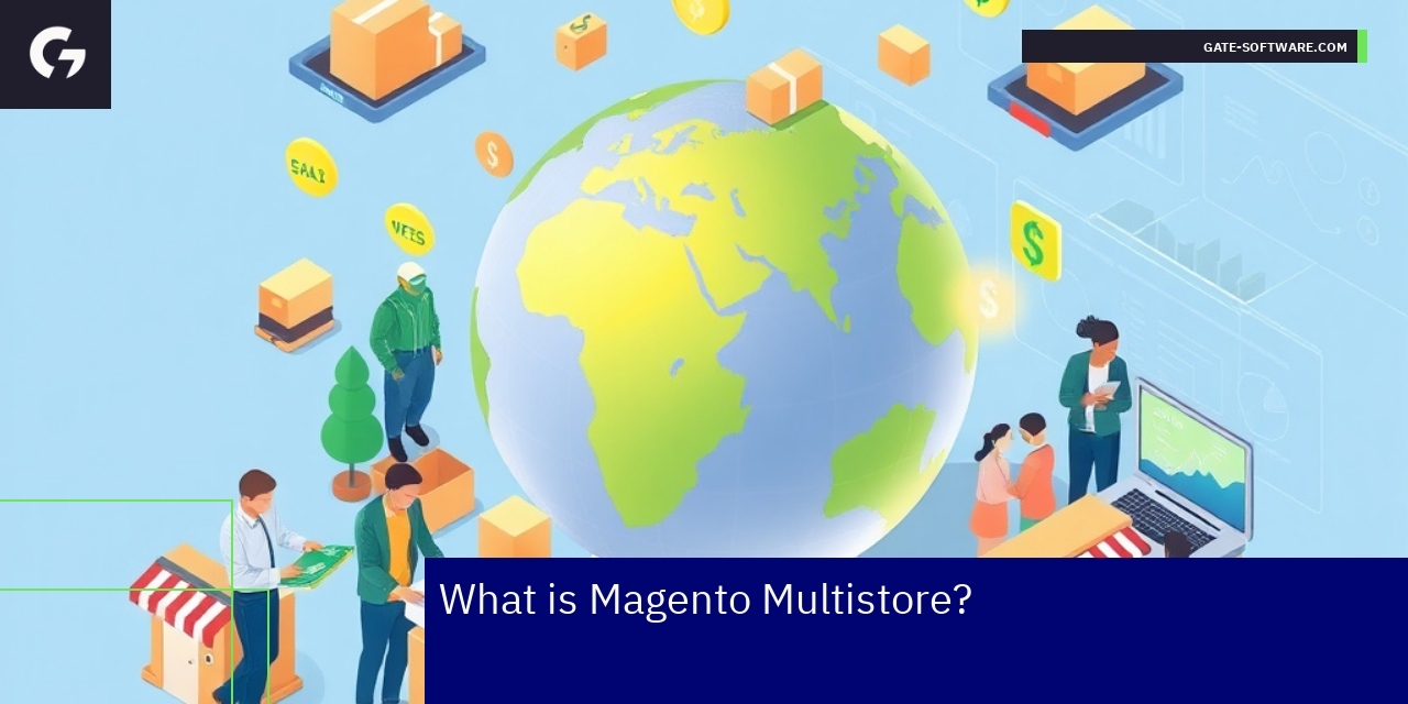 Diagram showing Magento multistore features and benefits