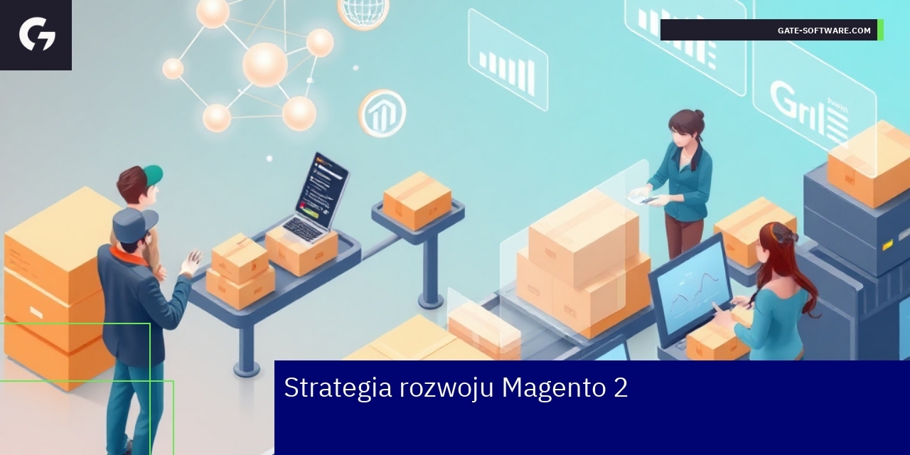 Strategia rozwoju i przyszłość Magento 2 w e-commerce Schemat strategii rozwoju Magento 2 e-commerce i IT