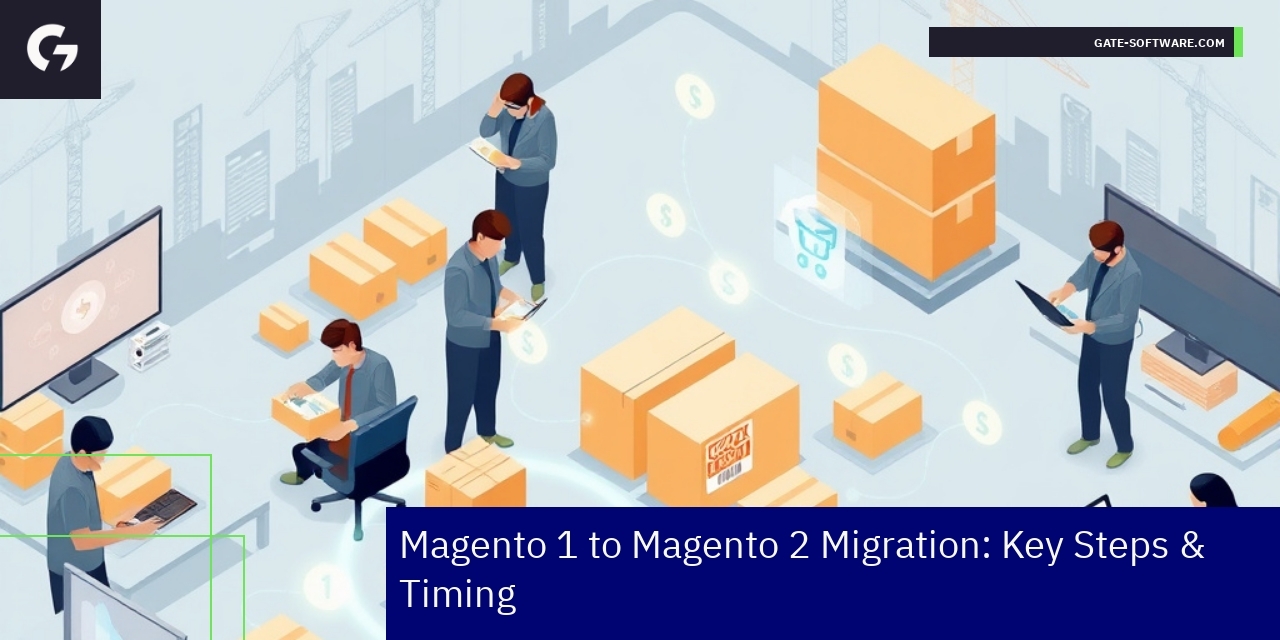 Magento 1 to Magento 2 Migration Key Steps Flowchart showing Magento migration process steps
