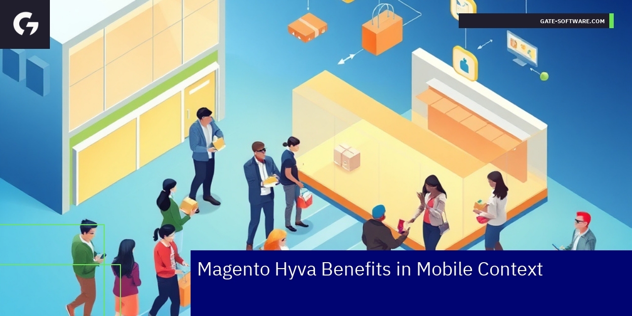 Mobile phone displaying Magento Hyva interface