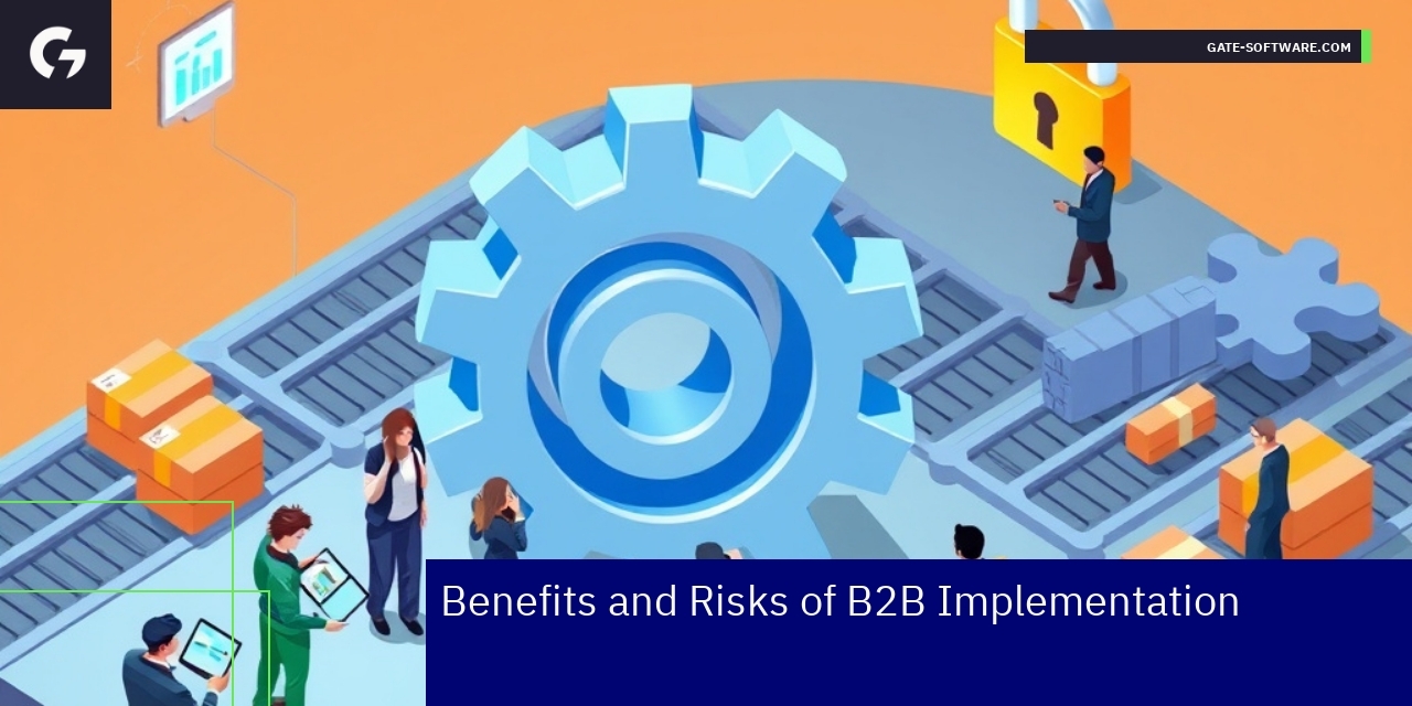 Business team analyzing B2B integration chart