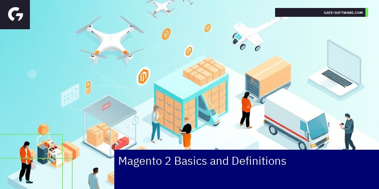 Magento 2 E-commerce Platform Overview Diagram showing Magento 2 architecture and features